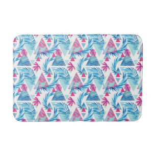 Abstract Watercolor Tropical Leaf Pattern Bath Mat