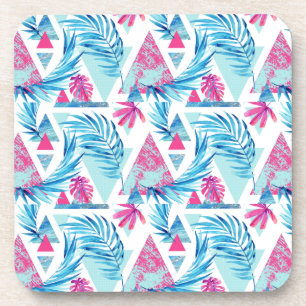 Abstract Watercolor Tropical Leaf Pattern Coaster