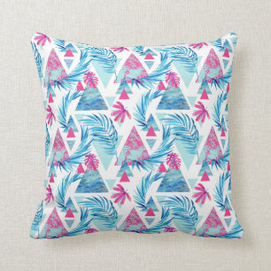 Abstract Watercolor Tropical Leaf Pattern Cushion