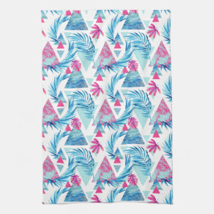Abstract Watercolor Tropical Leaf Pattern Tea Towel