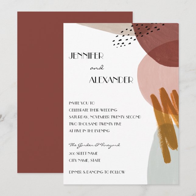 Abstract Watercolor Wedding Invitation (Front/Back)