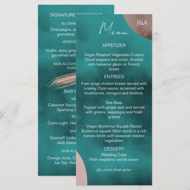 Abstract Watercolor Wedding Menu (Front/Back)
