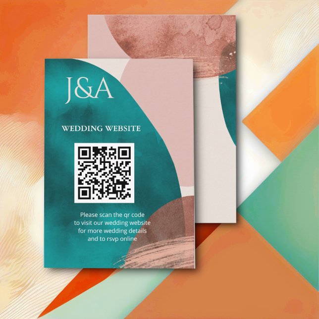  Abstract Watercolor Wedding QR Code Enclosure Card (Creator Uploaded)