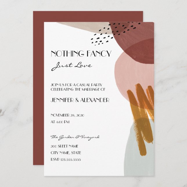 Abstract Watercolor Wedding Reception Invitation (Front/Back)