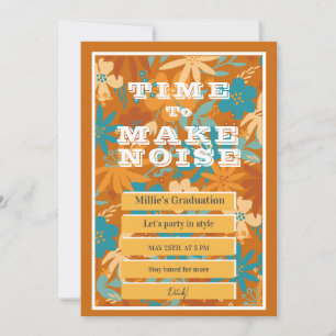 Abstract Watercolor Wildflower Gold Graduation Announcement