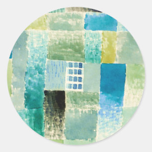 Abstract watercolor window by Paul Klee Classic Round Sticker
