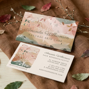 Abstract Watercolor Winter Autumn Tree Branch  Business Card