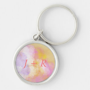 Abstract Watercolors - Orange Background Key Ring