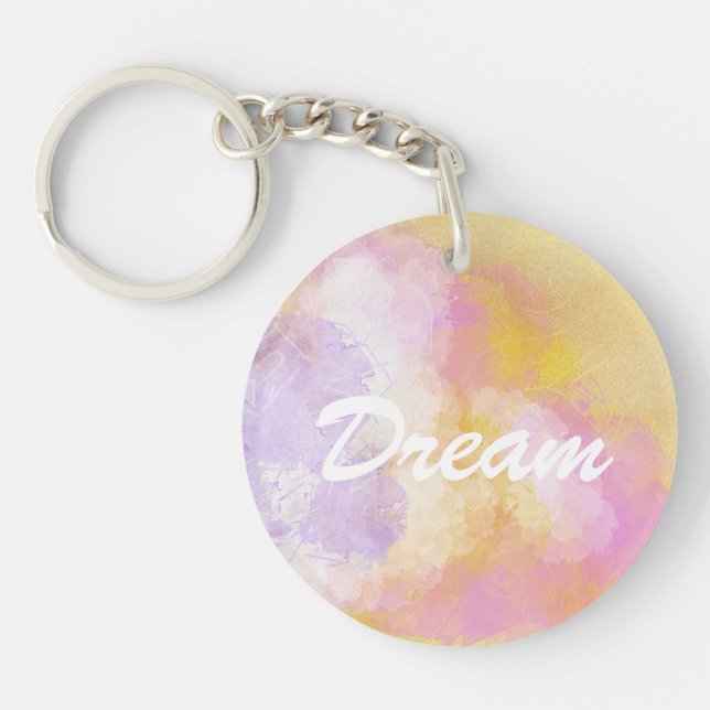 Abstract Watercolors - Orange Background Key Ring (Front)