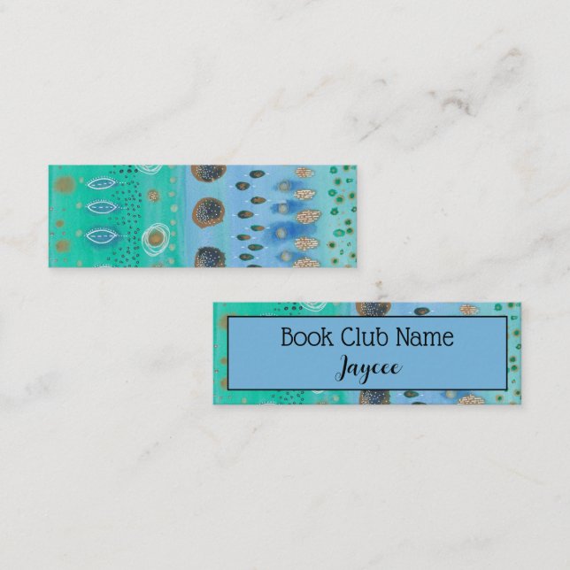 Abstract watercolour art, personalised, book club  calling card (Front/Back)