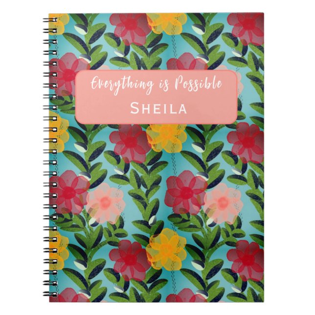 Abstract Watercolour Florals Notebook Blue (Front)