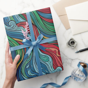 Abstract Waterfall Jewel Tone Art Wrapping Paper