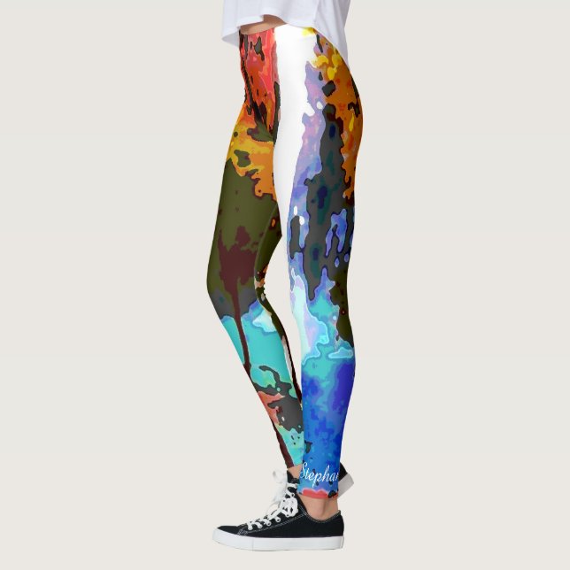 Abstract Waterfall with Personalised Name Leggings (Left)