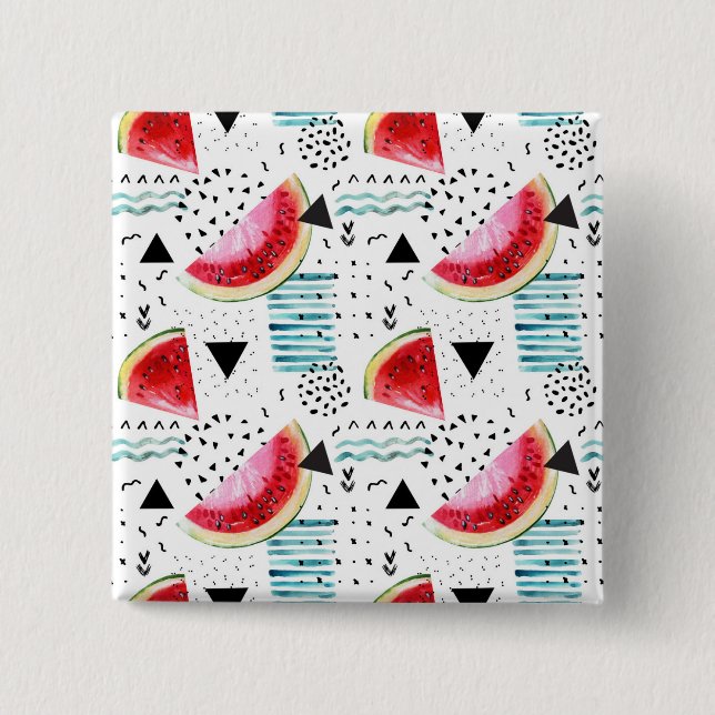 Abstract Watermelon Pattern 15 Cm Square Badge (Front)