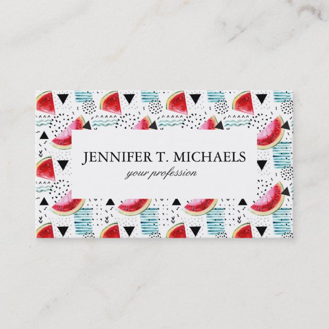 Abstract Watermelon Pattern Business Card (Front)