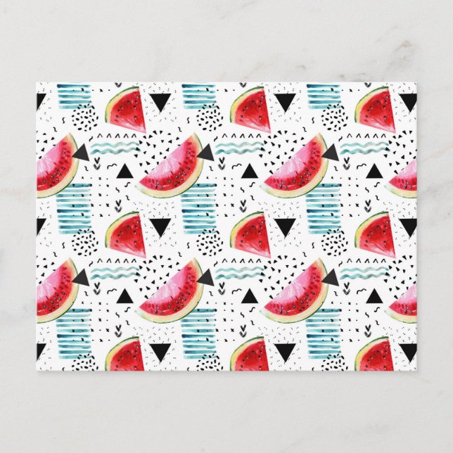 Abstract Watermelon Pattern Postcard (Front)