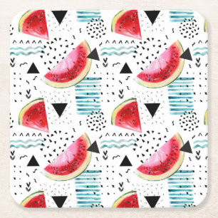 Abstract Watermelon Pattern Square Paper Coaster