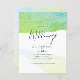 Abstract Watery Hue Wedding Invite Low Cost Budget
