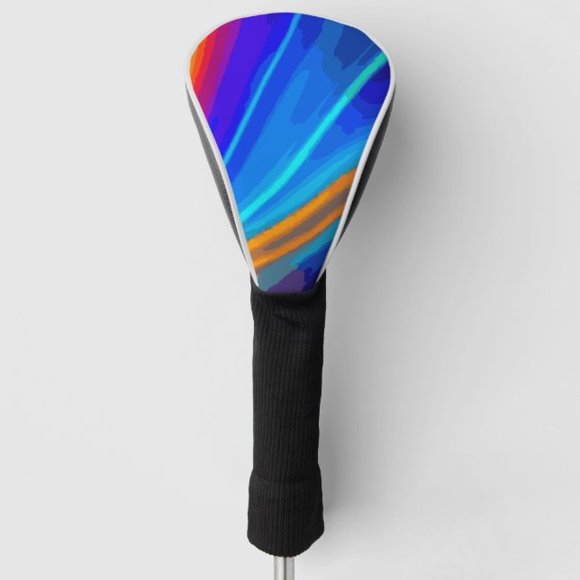 Abstract Wave Blue Yellow Red Motion Golf Style Head Cover (Front)
