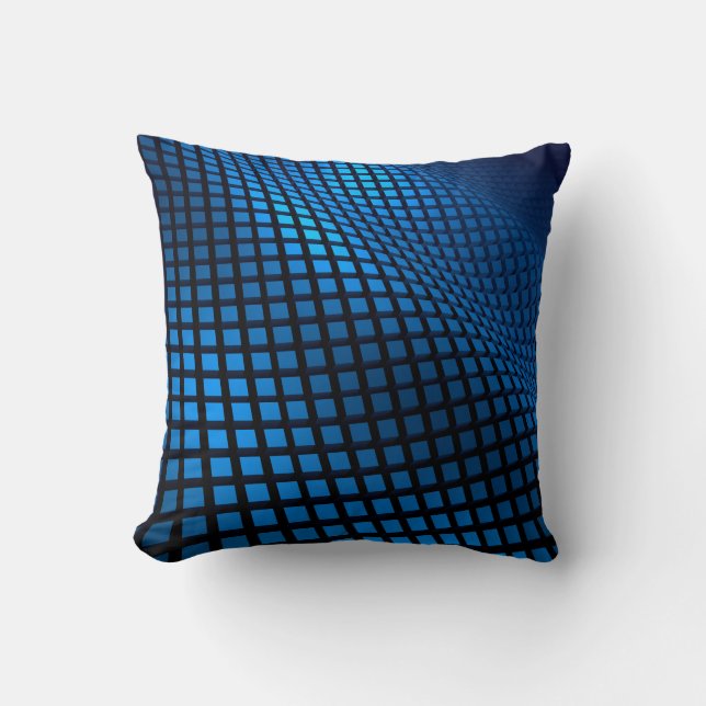 Abstract wave design blue cushion (Front)