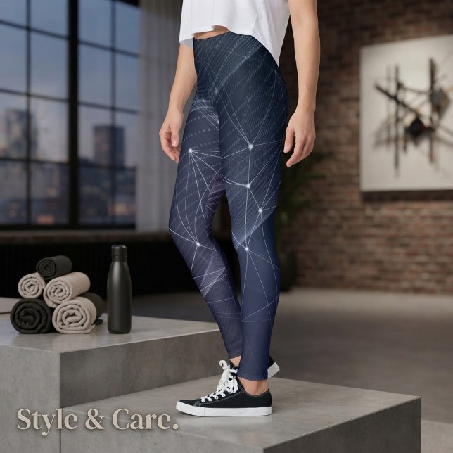 Abstract Wave & Geometry Pattern Leggings (Abstract Wave & Geometry Pattern Leggings)