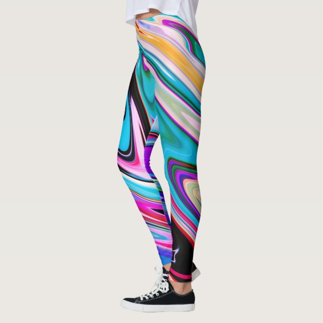 Abstract Wave Marble Stone Leggings (Left)