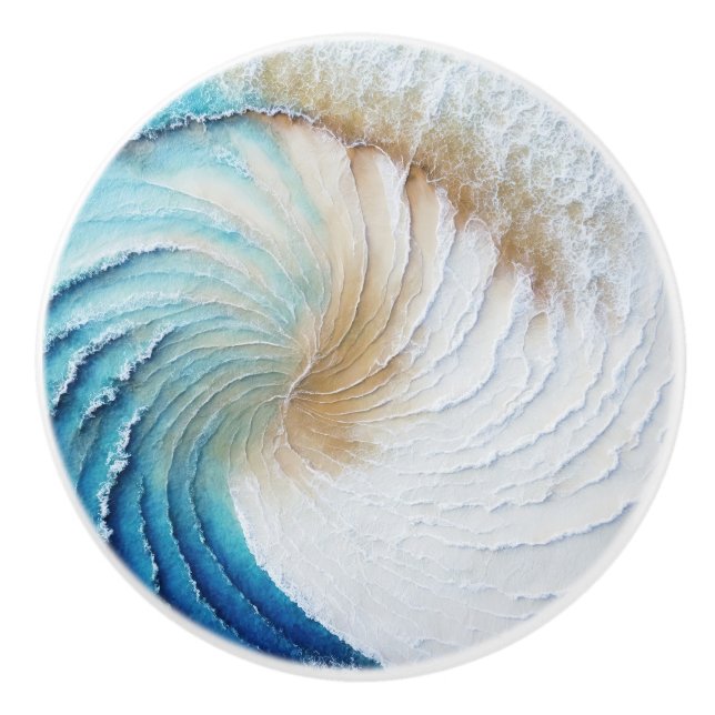 Abstract Wave Painting Ceramic Knob (Front)
