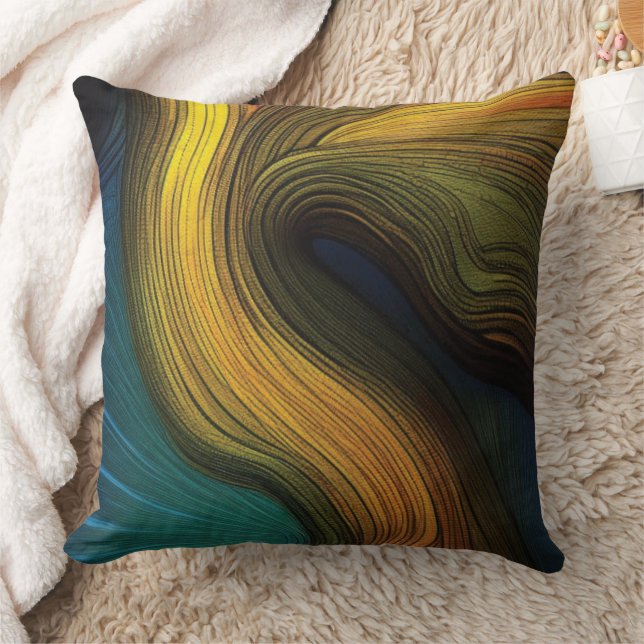Abstract Wave Throw Pillow (Blanket)