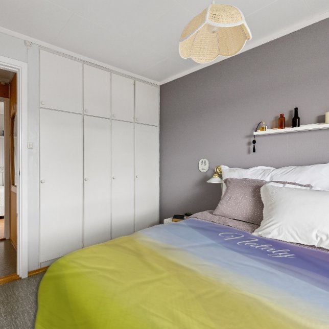 Abstract wave yellow blue name fleece blanket (Creator Uploaded)