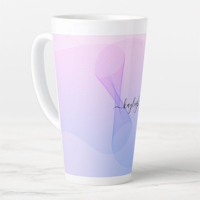 Abstract Wavelines Pink Blue Latte Mug (Left Angle)
