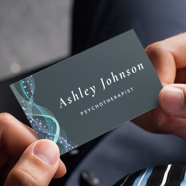 Abstract Waves & Air Bubbles Psychotherapist Grey Business Card (Creator Uploaded)