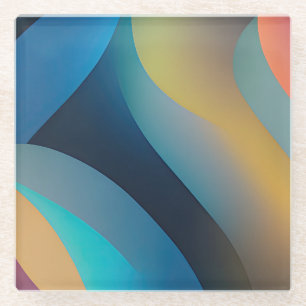 Abstract Waves and Swirls 29 Glass Coaster