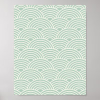 Abstract Waves Arches Sage Green Lines