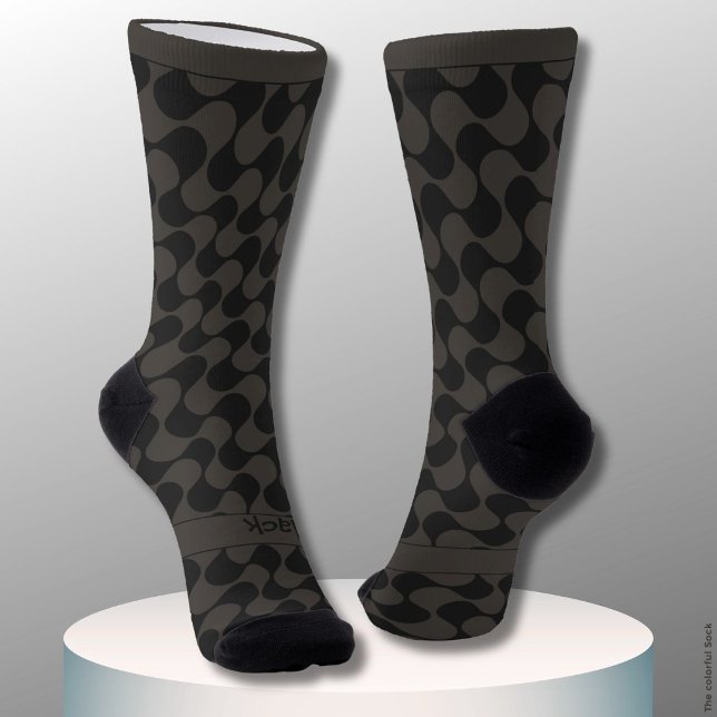 Abstract Waves Black and Grey with Text Socks (Creator Uploaded)