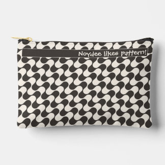 Abstract Waves Black and White with Text Accessory Pouch