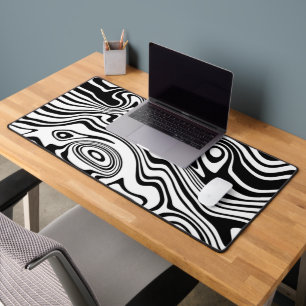 Abstract Waves Black White Design Custom Colours Desk Mat