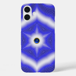 ABSTRACT WAVES,BLUE STAR AND SAPPHIRE GEMSTONE iPhone 16 PLUS CASE