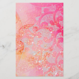 ABSTRACT WAVES / GOLD PINK SPARKLES AND SWIRLS