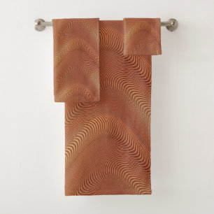Abstract Waves Golden Brown Bath Towel Set