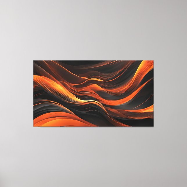 Abstract Waves In A Bend Of Black & Orange Canvas Print (Front)