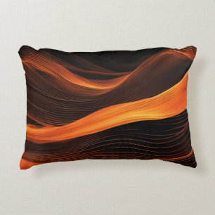 Abstract Waves In A Bend Of Black & Orange Decorative Cushion