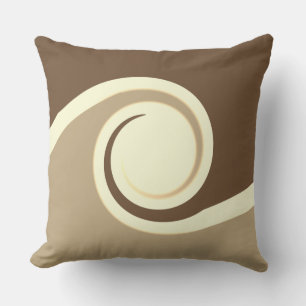 Abstract Waves in Beige, Brown & Ivory Cushion