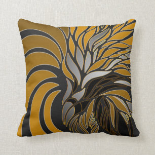 Abstract waves, lines, leaves, modern design cushion