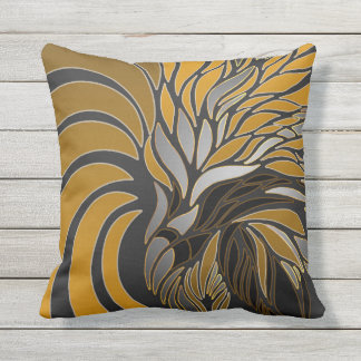Abstract waves, lines, leaves, modern design cushion