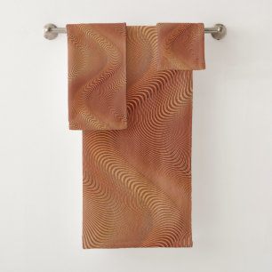 Abstract Waves Orange Gold Bath Towel Set