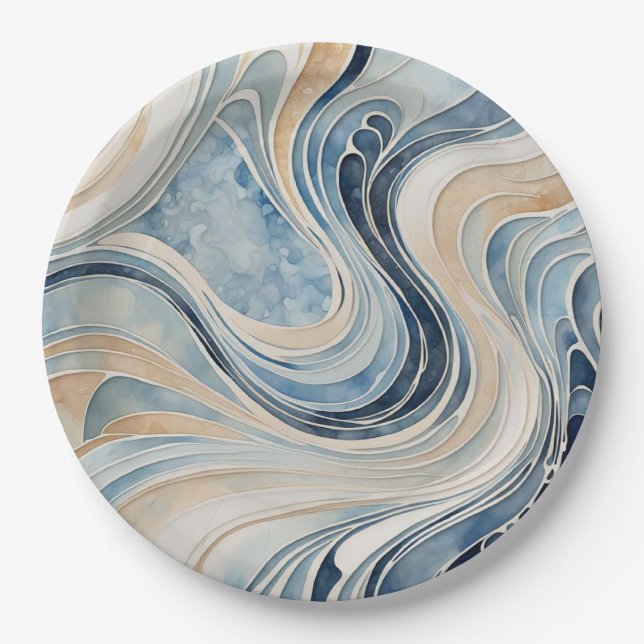 Abstract Waves Paper Plate (Front)