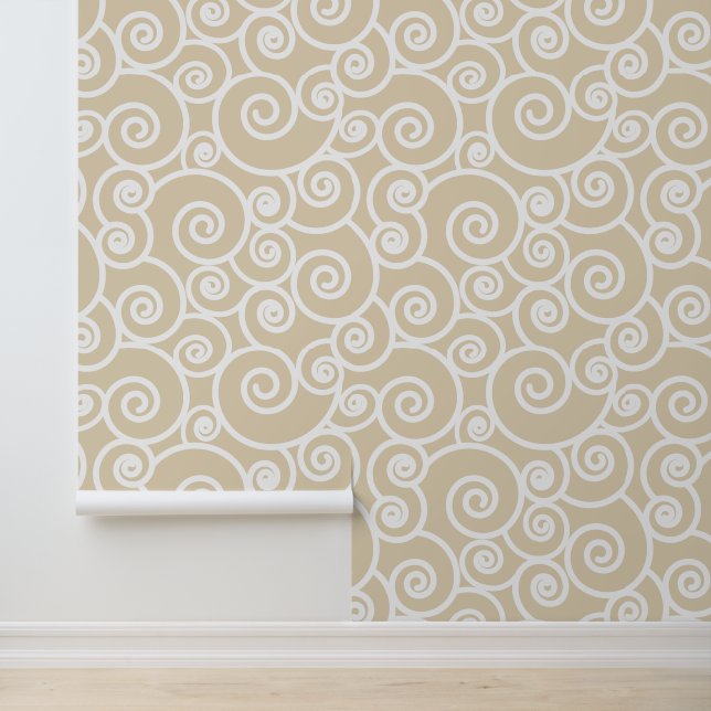 Abstract Waves Pattern Beige White Ocean Wallpaper (Application)