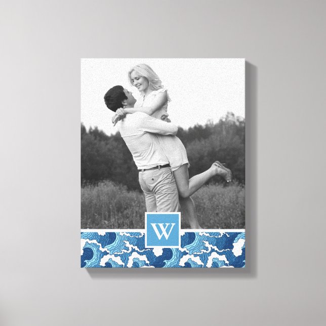 Abstract Waves | Photo with Monogram| Monogram Canvas Print (Front)