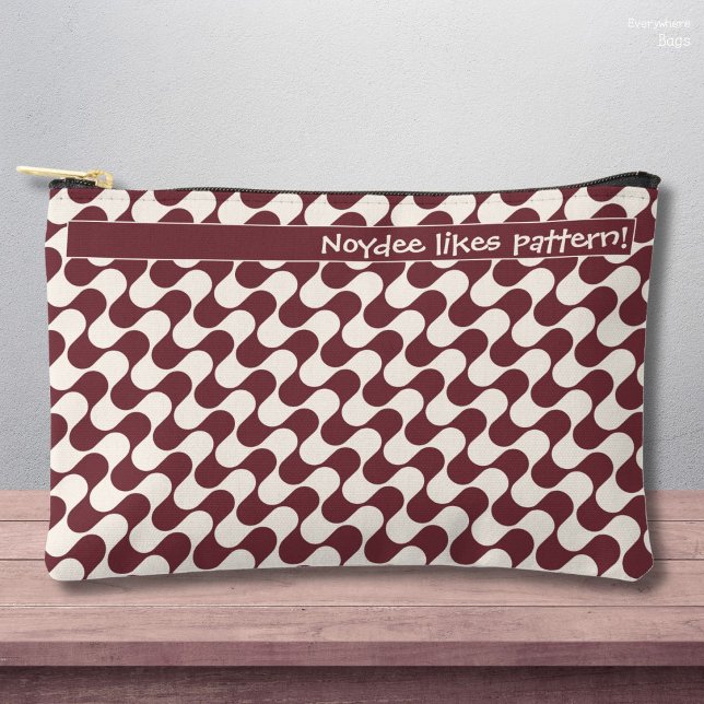 Abstract Waves Red and White with Text Accessory Pouch (Creator Uploaded)