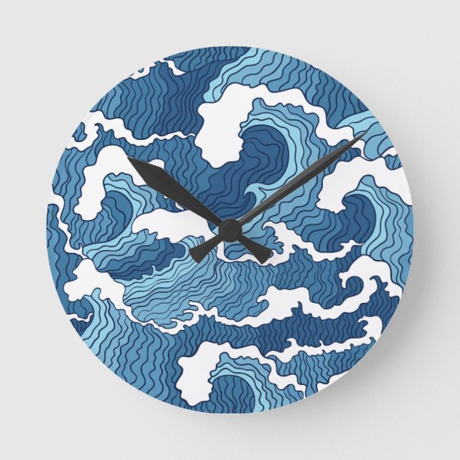 Abstract Waves Round Clock (Front)